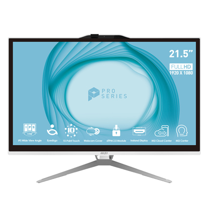 All In One MSI 21.5" Touch Intel Pentium Gold G7400 4GB 128GB SSD Intel H610 W11 Blanco