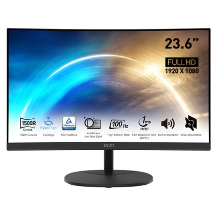 Monitor curvo 24 msi pro mp2412c 1ms 100hz 1920x1080 full hd va hdmi altavoces adaptive-sync