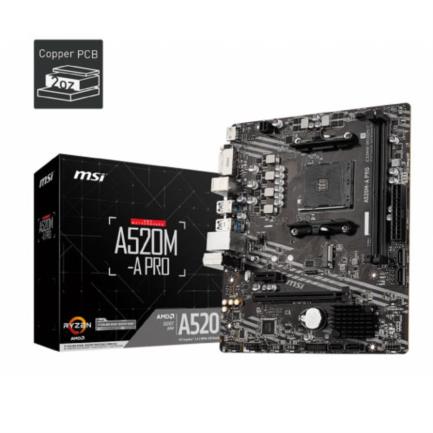 Tarjeta Madre MSI micro ATX A520M-A PRO S-AM4 AMD A520 HDMI 64GB DDR4 para AMD BIOS Actualizada para Serie Ryzen 5000 - Vista 6