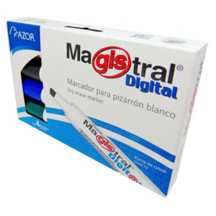 Marcador magistral digital pizarr&oacute;n blanco colores surtidos estuche c/4 pzas