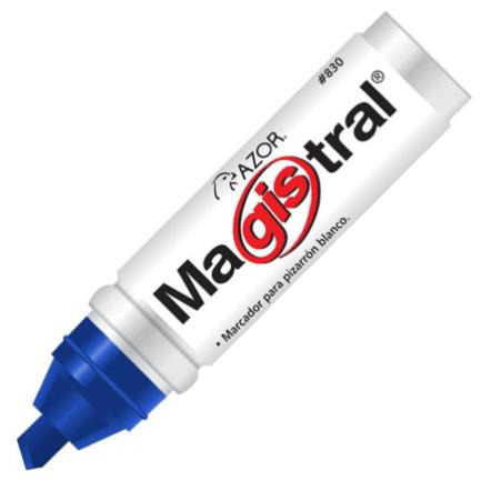 Marcador magistral aluminio pizarr&oacute;n blanco color azul c/12 pzas
