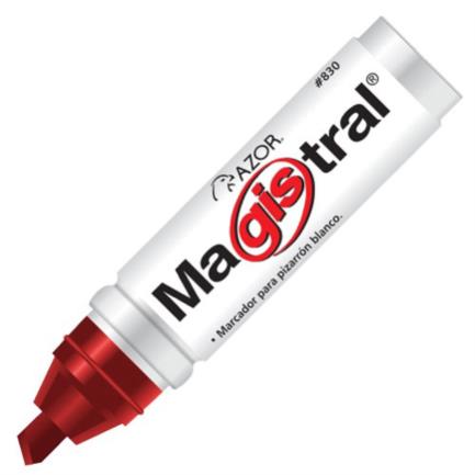 Marcador magistral aluminio pizarr&oacute;n blanco color rojo c/12 pzas