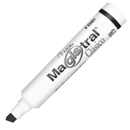 Marcador magistral cl&aacute;sico pl&aacute;stico pizarr&oacute;n blanco color negro c/12 pzas