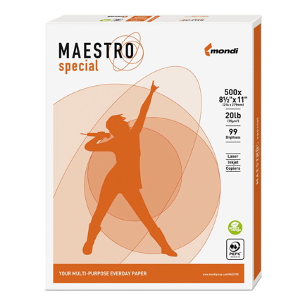 Papel cortado maestro special carta 95% de blancura 75grs caja c/5000 hojas