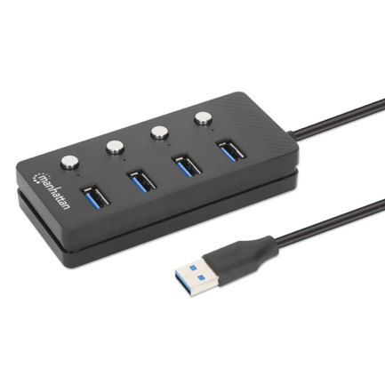 Manhattan hub usb 3.2 con 4 puertos tipo-a e interruptor por puerto