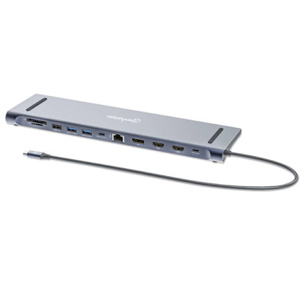 Docking manhattan usb c 12 ptos hdmix2 dp usb c pd usb ax3 rj45  sd audio