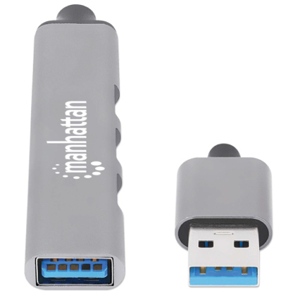 Hub Manhattan USB-A V2.0  3 Ptos y V3.0 1 Pto Aluminio - Vista 3