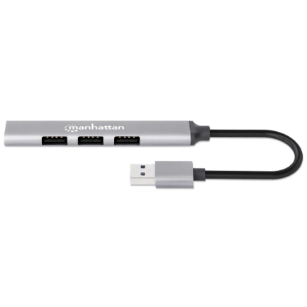 Hub manhattan usb-a v2.0  3 ptos y v3.0 1 pto aluminio