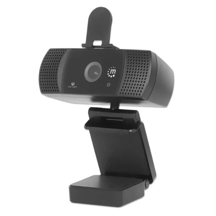 Camara web manhattan full hd usb rotacion 360 negra