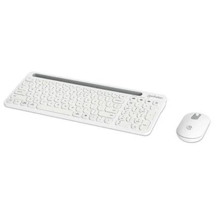 Teclado y mouse optico inalambrico manhattan 2.4g y bluetooth blanco combo tecla tijera