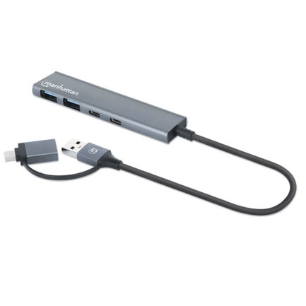 Hub manhattan usb-a/c v3.2  2 ptos a 2 ptos c 5 gbps