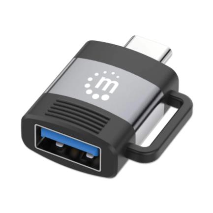Adaptador manhattan usb-c a usb-a v3.2 aluminio color negro-gris espacial