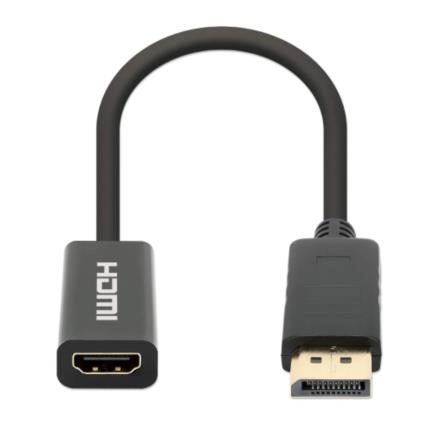 Adaptador manhattan displayport-m a hdmi-h 4k-60hz color negro