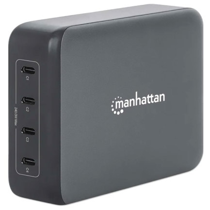 Estación de carga usb-c manhattan 4 puertos usb-c pd 240w