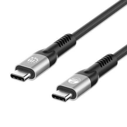 Cable Manhattan USB-C V4 Thunderbolt4 C-C 2.0M 8K 240W Negro - Artículos Promocionales MAS RECIO