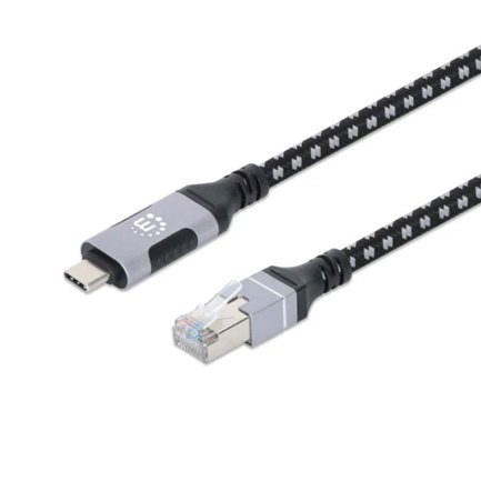 Cable usb-c manhattan v3.2 a rj45 2m 5 gbps cat6 1 gbps