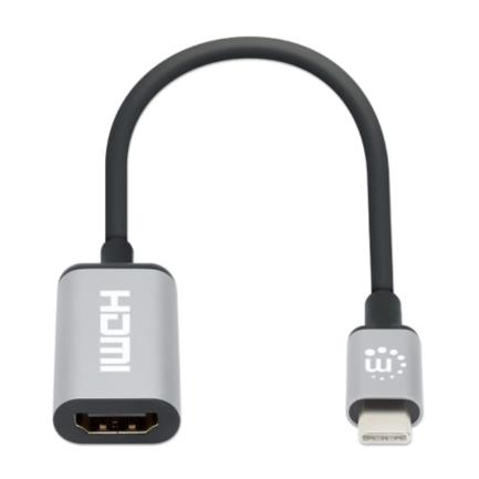 Adaptador manhattan usb-c a hdmi 4k-60hz aluminio color negro