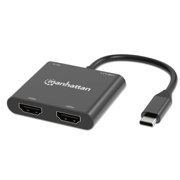 Convertidor USB-C Manhattan a HDMI 2 puertos 4K - MST - Vista 3