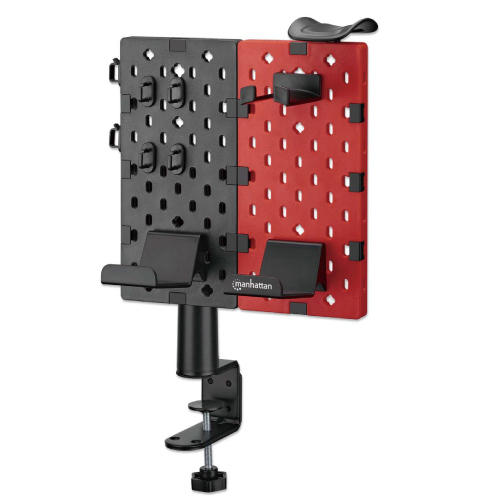 Soporte de escritorio manhattan con tablero organizador perforado y porta accesorios