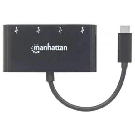 Hub manhattan usb-c 3.2 gen1 4 puertos usb-a color negro
