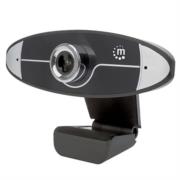 Cámara web manhattan alta definición hd 720p usb micrófono base ajustable color negro