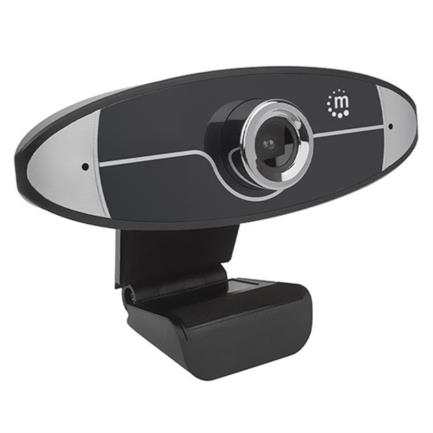 Cámara web manhattan alta definición hd 720p usb micrófono base ajustable color negro