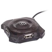 Mini hub manhattan económico usb 4 puertos color negro