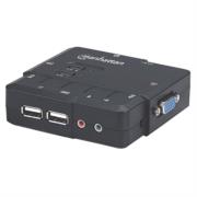 Switch KVM Manhattan Compacto 2 Puertos Desktop USB 2:1 Cables+Audio Color Negro - Vista 6