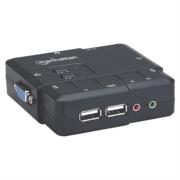 Switch KVM Manhattan Compacto 2 Puertos Desktop USB 2:1 Cables+Audio Color Negro - Vista 5