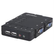 Switch KVM Manhattan Compacto 4 Puertos Desktop USB 4:1 Cables+Audio Color Negro - Vista 7