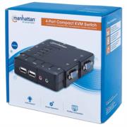 Switch KVM Manhattan Compacto 4 Puertos Desktop USB 4:1 Cables+Audio Color Negro - Vista 8