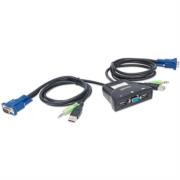 Mini Switch KVM Manhattan 2 Puertos USB 2:1 Cables+Audio Color Negro - Vista 9