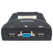 Mini Switch KVM Manhattan 2 Puertos USB 2:1 Cables+Audio Color Negro - Vista 5