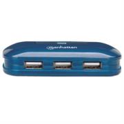 Hub manhattan usb alta velocidad 2.0 alimentación dual 7 puertos color azul