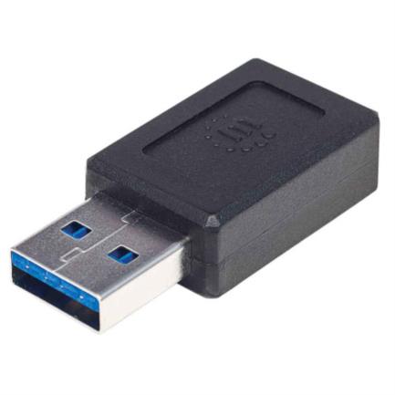 Adaptador manhattan usb-a a usb-c s&uacute;per velocidad color negro