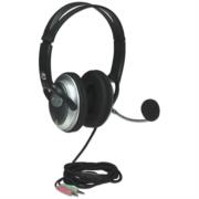Audífonos manhattan estéreo clásicos micrófono extensión metálica flexible color negro-plata