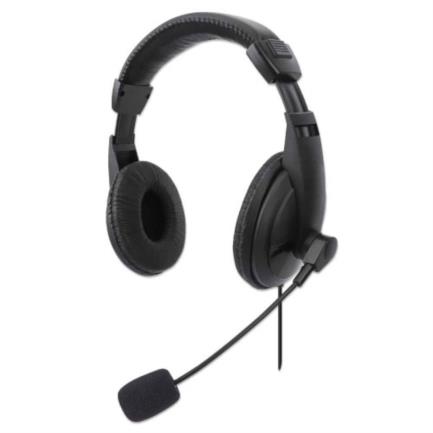 Aud&iacute;fonos manhattan est&eacute;reo usb micr&oacute;fono ajustable control integrado color negro