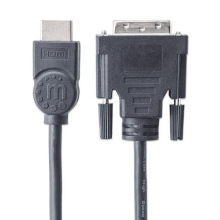 Cable manhattan para monitor hdmi/dvi-d m-m1.8m color negro