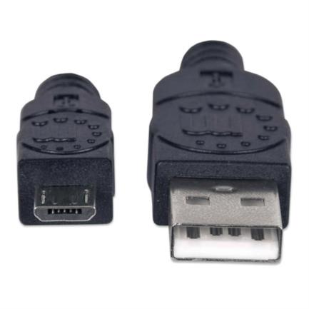 Cable manhattan usb micro-b alta velocidad pvc 1.8m color negro
