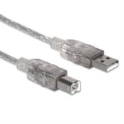 Cable manhattan usb b alta velocidad 2.0 a-b 3m color plata