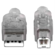 Cable Manhattan USB B Alta Velocidad 2.0 A-B 3m Color Plata - Vista 5