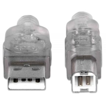 Cable manhattan usb b alta velocidad 2.0 a-b 3m color plata
