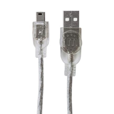Cable manhattan usb mini b alta velocidad 2.0 a mini b 1.8m color plata