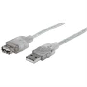 Cable manhattan extensión usb a-b 2.0 alta velocidad 4.5m color plata