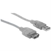 Cable Manhattan Extensión USB A-B 2.0 Alta Velocidad 4.5m Color Plata - Vista 5