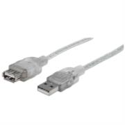 Cable manhattan extensión usb-a 2.0 alta velocidad 3m color plata