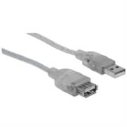 Cable Manhattan Extensión USB-A 2.0 Alta Velocidad 3m Color Plata - Vista 5