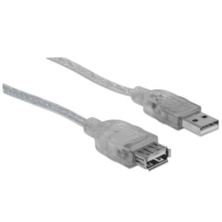 Cable manhattan extensión usb-a 2.0 alta velocidad 3m color plata