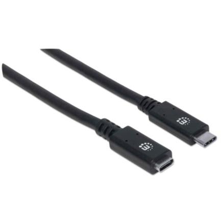 Cable manhattan extensión usb-c 3.2 súper velocidad 50cm color negro