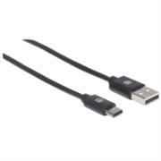 Cable Manhattan USB A-C 2.0 Alta Velocidad 2m Color Negro - MAS RECIO